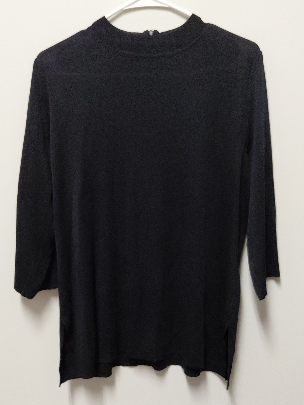 Ming Wang Black Knit Top with Mock Neck